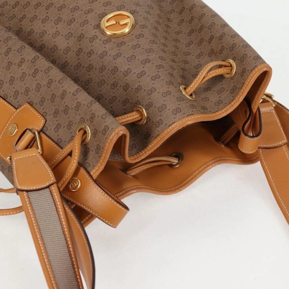 GUCCI Micro GG Supreme Shoulder Bag PVC Beige Gold Auth - Picture 7 of 16
